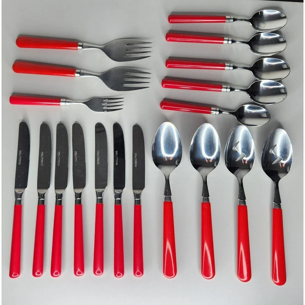 Stanley Roberts Flatware Red Spectrum Korea Stainless Cutlery Misc 19 Pc Lot